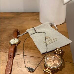 Women’s Kate Spade Leather Band & Michael Kors Rose Gold Chronography Watch